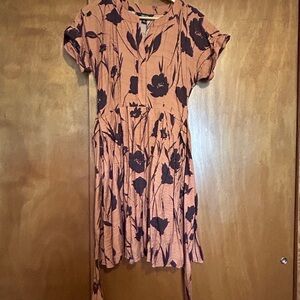Simply Vera Vera Wang Rust Floral Short-Sleeve Mini Dress